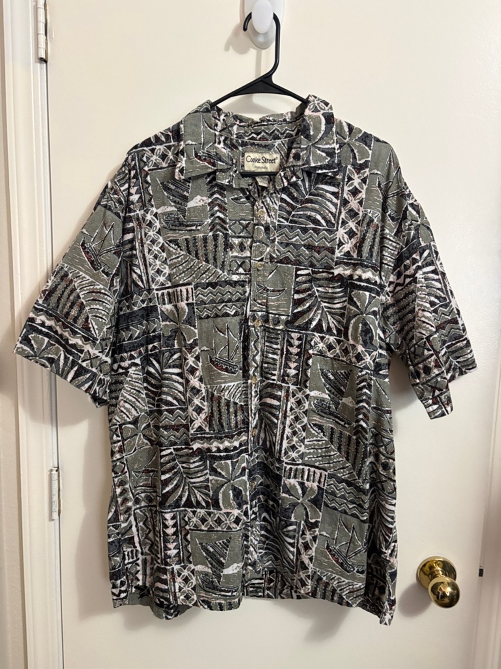 Cooke Street Men's Short-Sleeve Button-Down Shirt - Olive Multi